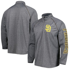 San Diego Padres Stitches Wordmark Raglan Quarter-Zip Top Heather Gray