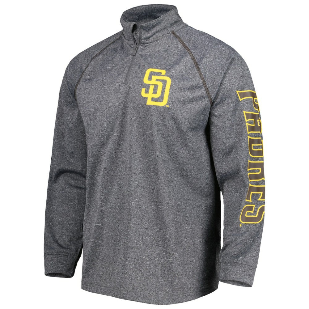 San Diego Padres Stitches Wordmark Raglan Quarter-Zip Top Heather Gray