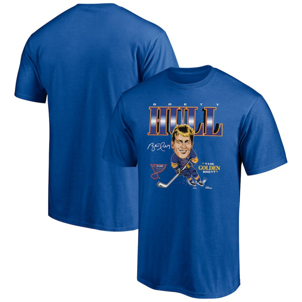Brett Hull St. Louis Blues Player Caricature T-Shirt Blue