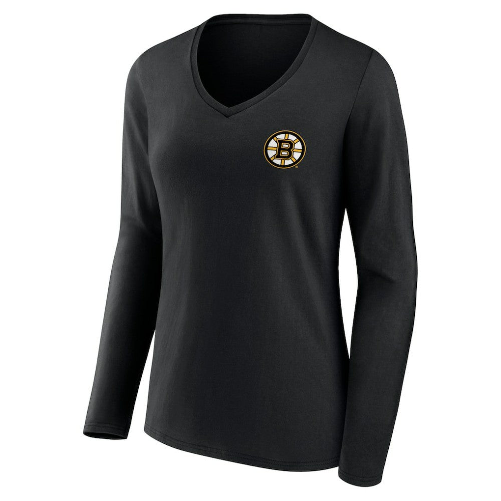 Boston Bruins Women's Territorial Long Sleeve V-Neck T-Shirt Black