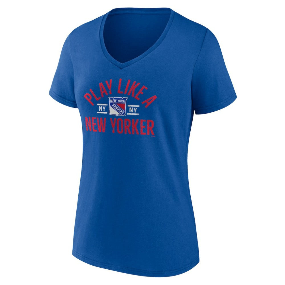 New York Rangers Women's Proclamation V-Neck T-Shirt Blue