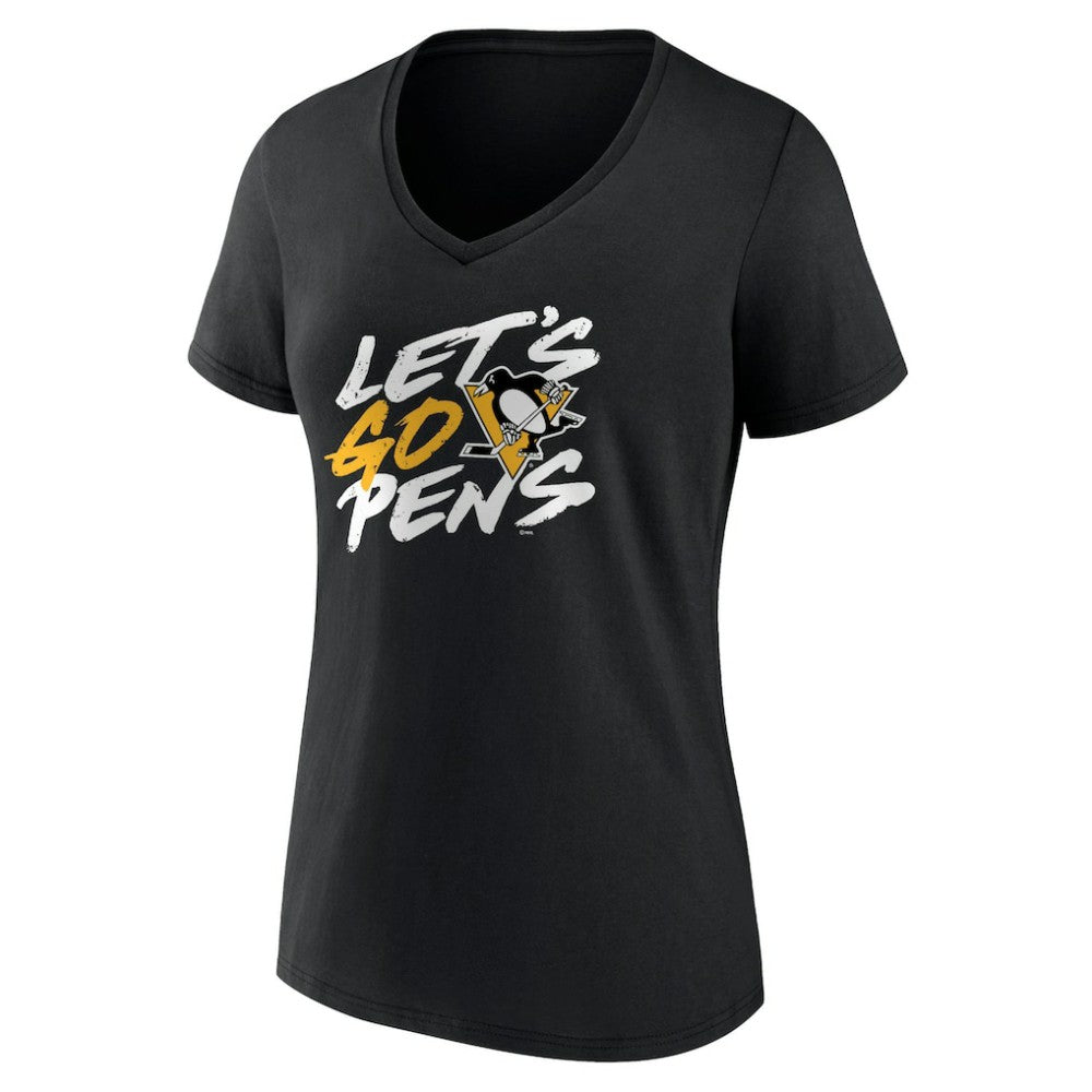 Pittsburgh Penguins Women's Proclamation V-Neck T-Shirt Black