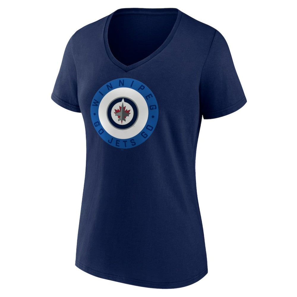 Winnipeg Jets Women's Proclamation V-Neck T-Shirt Navy