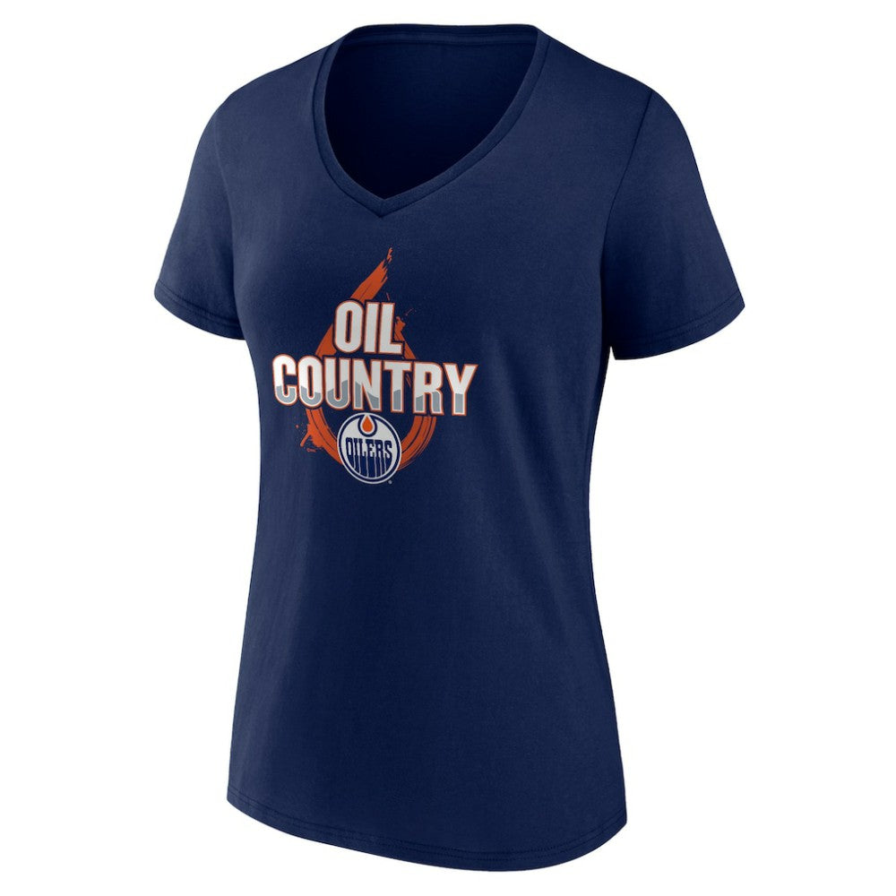 Edmonton Oilers Women's Represent V-Neck T-Shirt Navy