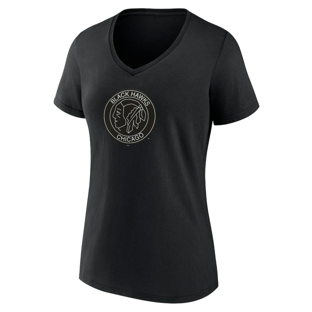 Chicago Blackhawks Women's Alternate Logo V-Neck T-Shirt Black