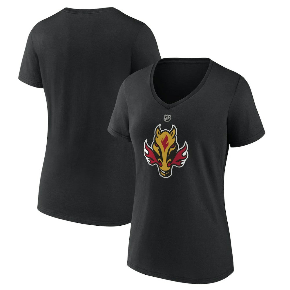 Calgary Flames Women's Alternate Logo V-Neck T-Shirt Black