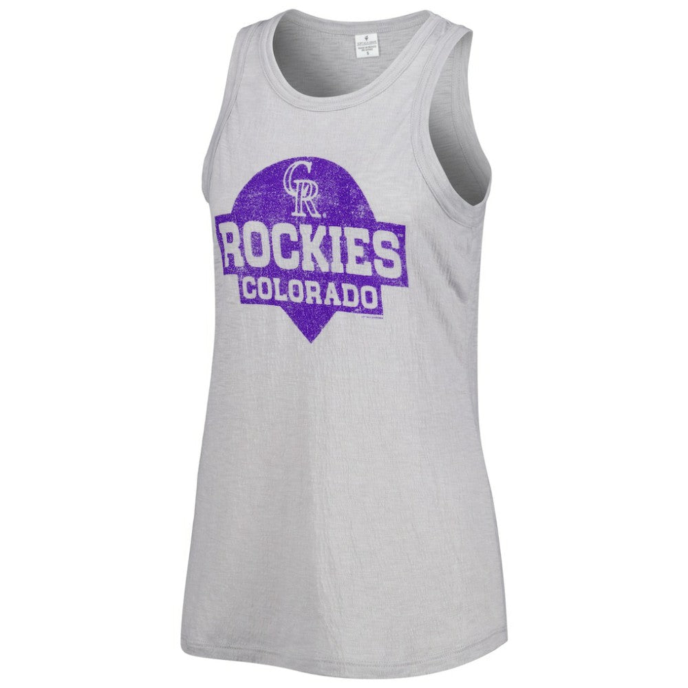 Colorado Rockies Soft as a Grape Women's Tri-Blend Tank Top Gray
