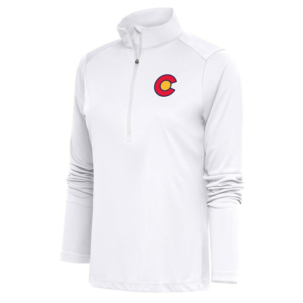 Colorado Avalanche Antigua Women's Special Edition 2.0 Tribute Quarter-Zip Pullover Top White