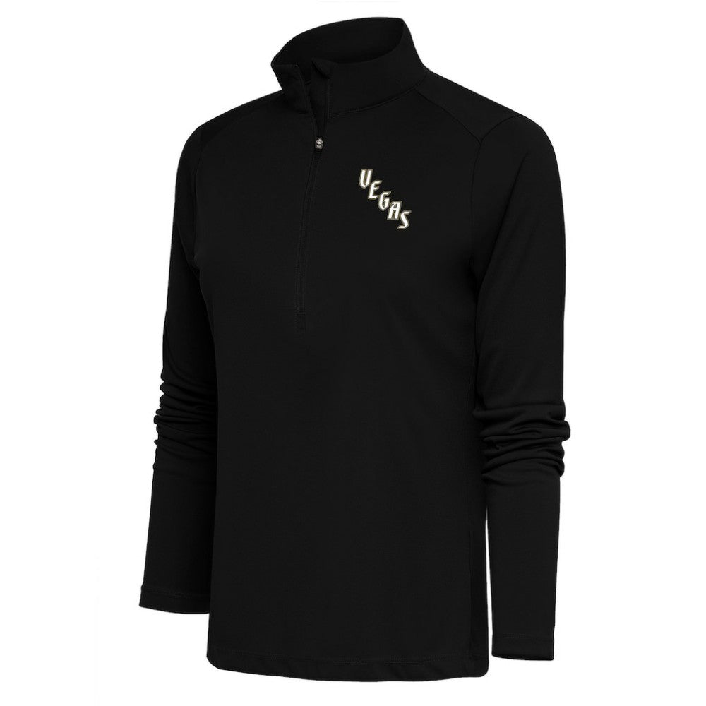 Vegas Golden Knights Antigua Women's Special Edition 2.0 Tribute Quarter-Zip Pullover Top Black