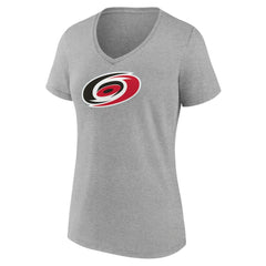 Carolina Hurricanes Women's Primary Logo Team V-Neck T-Shirt Heather Gray