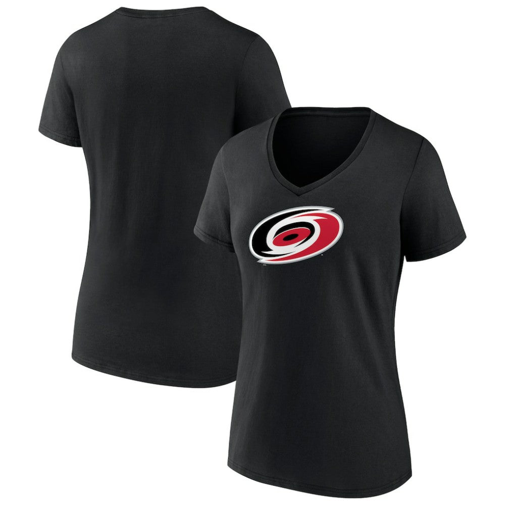 Carolina Hurricanes Women's Team Primary Logo V-Neck T-Shirt Black