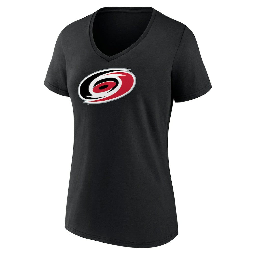 Carolina Hurricanes Women's Team Primary Logo V-Neck T-Shirt Black