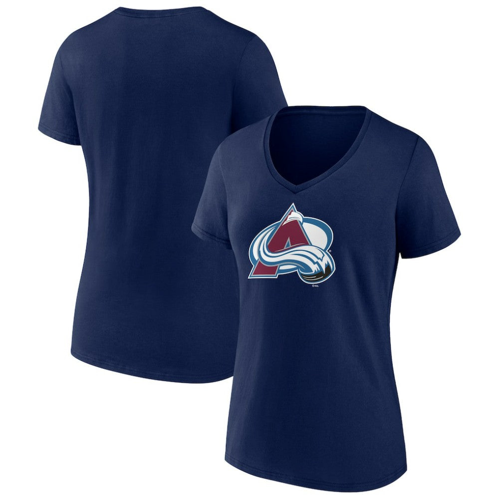 Colorado Avalanche Women's Team Primary Logo V-Neck T-Shirt Navy