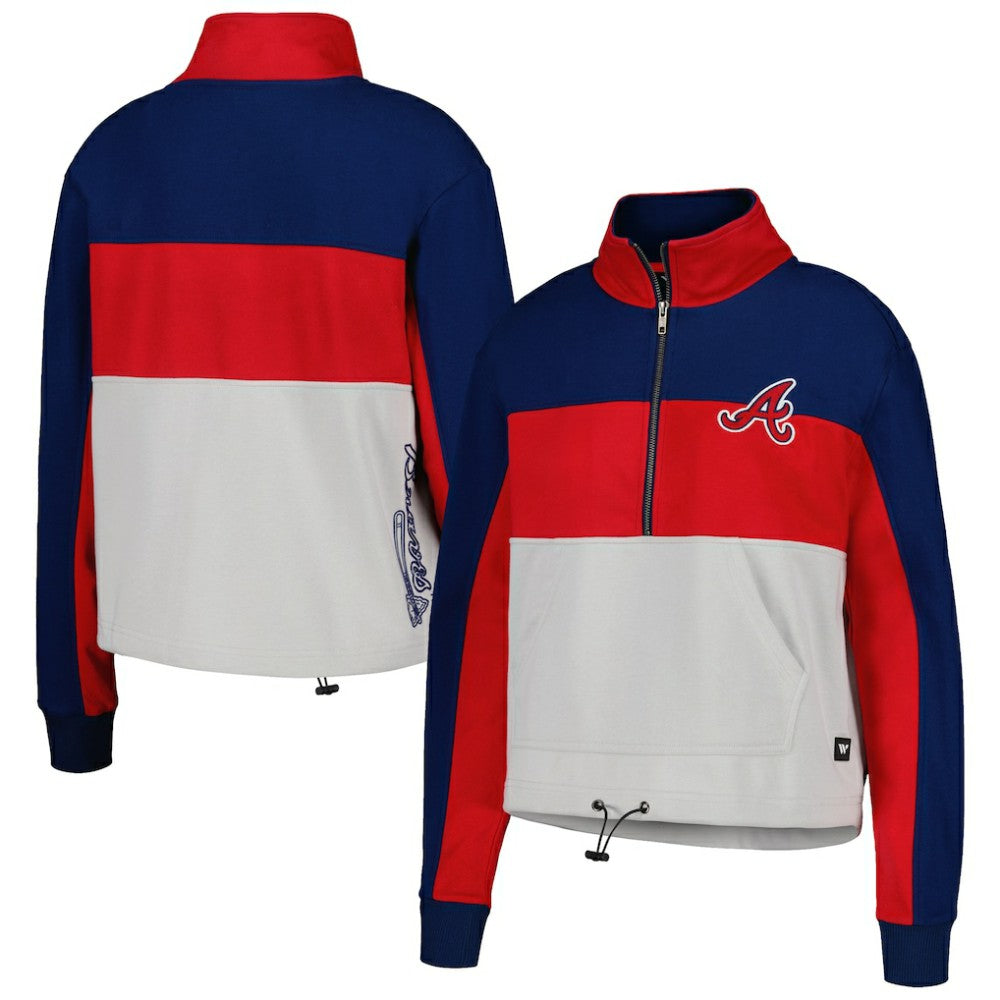 Atlanta Braves The Wild Collective Women's Color Block Half-Zip Jacket Red/Navy