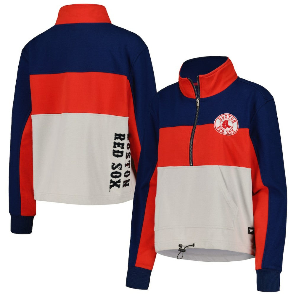 Boston Red Sox The Wild Collective Women's Color Block Half-Zip Jacket Navy/Red