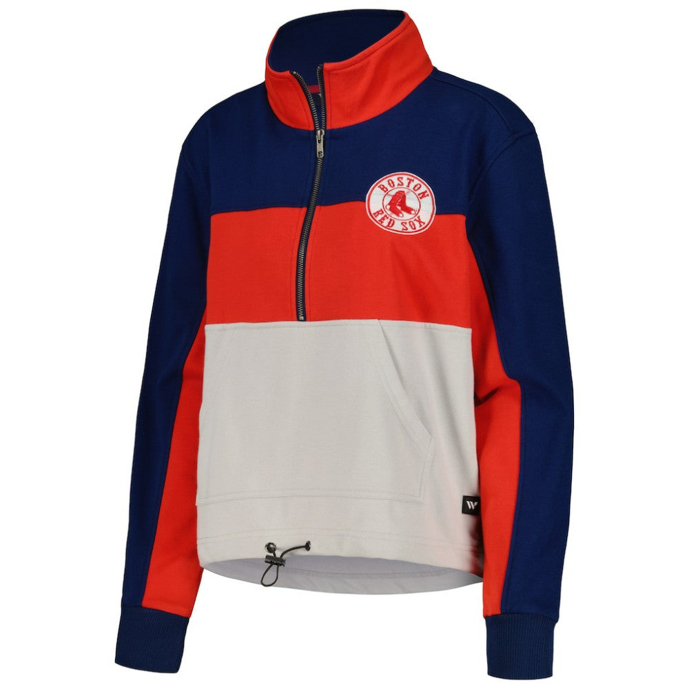 Boston Red Sox The Wild Collective Women's Color Block Half-Zip Jacket Navy/Red