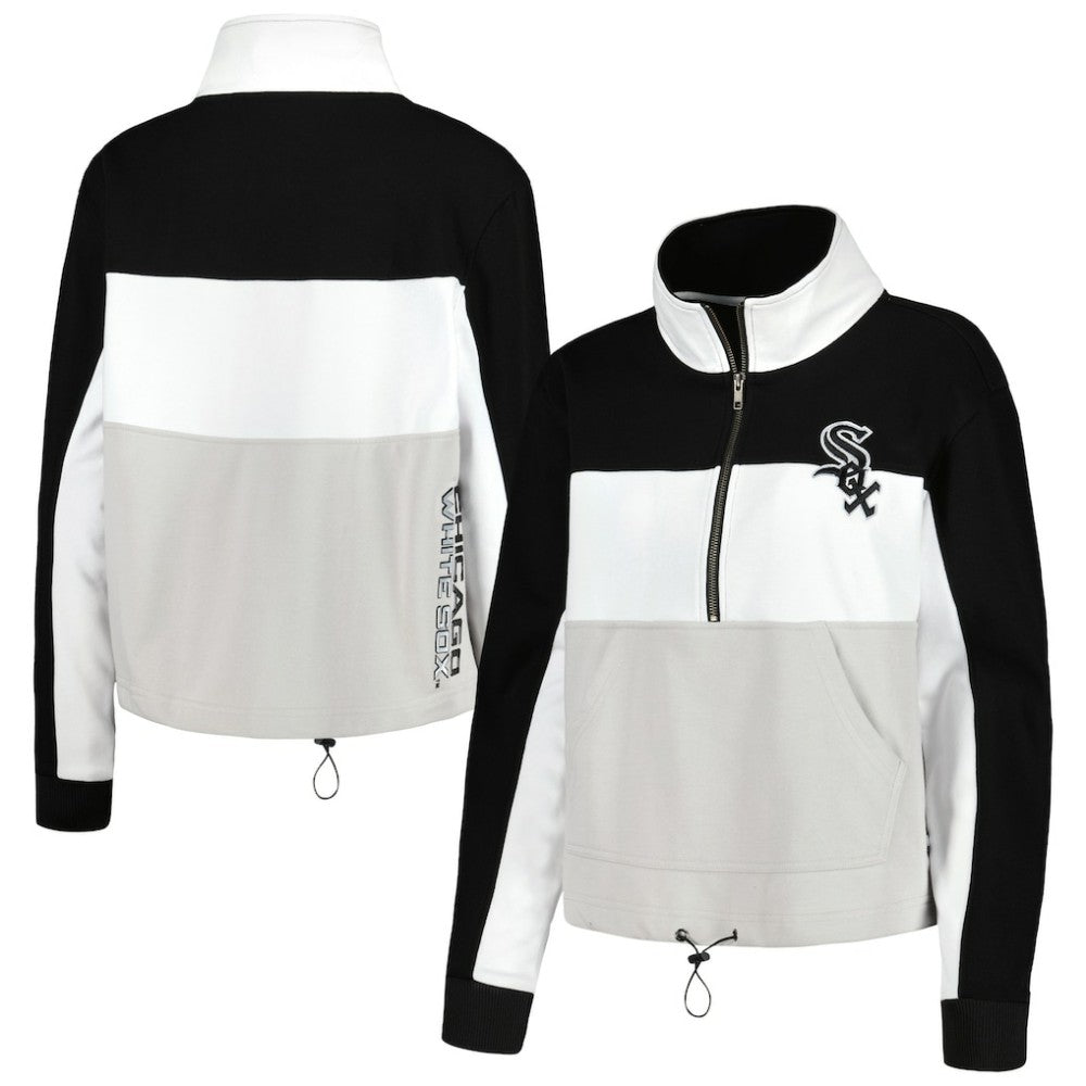 Chicago White Sox The Wild Collective Women's Color Block Half-Zip Jacket Black/White