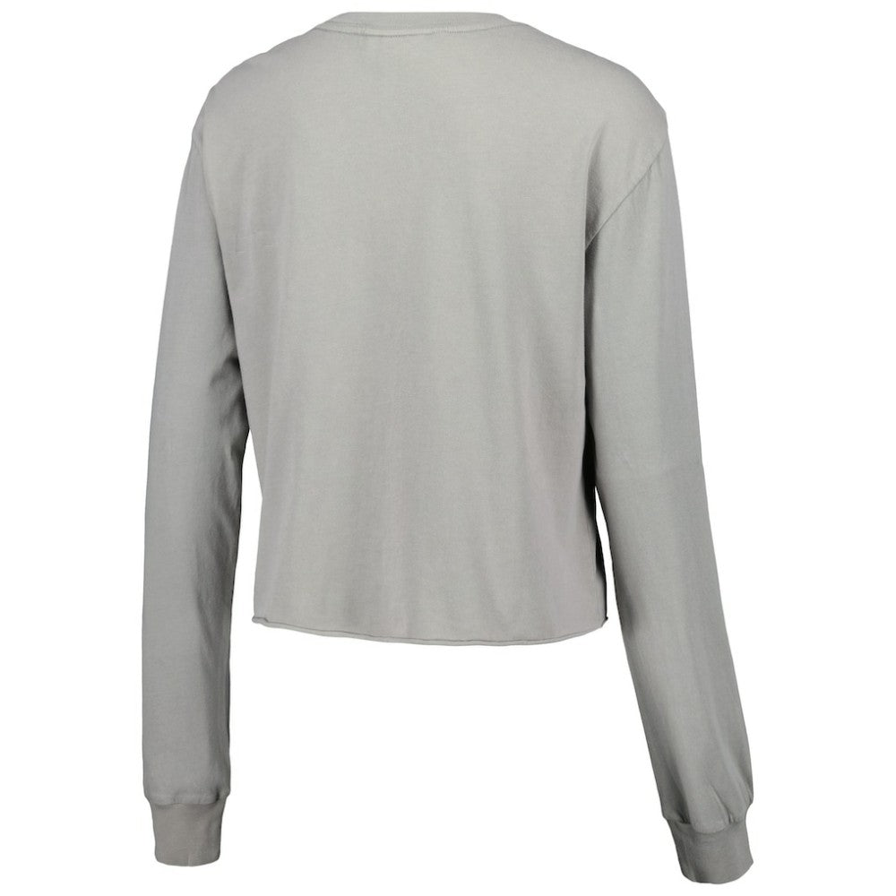 Atlanta Braves The Wild Collective Women's Cropped Long Sleeve T-Shirt Gray