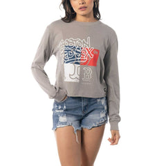 Boston Red Sox The Wild Collective Women's Cropped Long Sleeve T-Shirt Gray