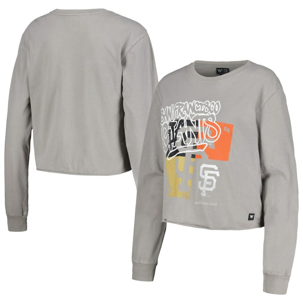 San Francisco Giants The Wild Collective Women's Cropped Long Sleeve T-Shirt Gray