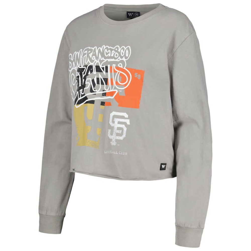 San Francisco Giants The Wild Collective Women's Cropped Long Sleeve T-Shirt Gray