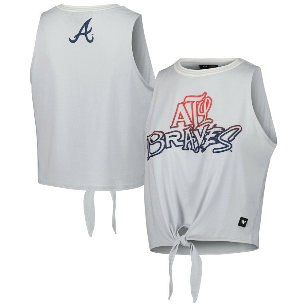 Atlanta Braves The Wild Collective Women's Twisted Tie Front Tank Top White