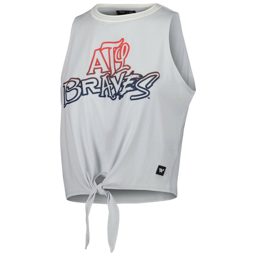 Atlanta Braves The Wild Collective Women's Twisted Tie Front Tank Top White
