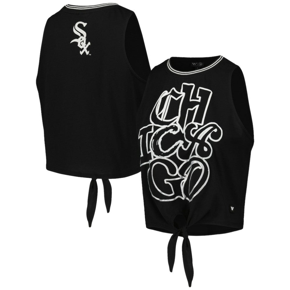 Chicago White Sox The Wild Collective Women's Twisted Tie Front Tank Top Black