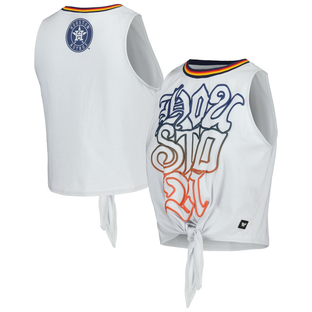 Houston Astros The Wild Collective Women's Twisted Tie Front Tank Top Gray