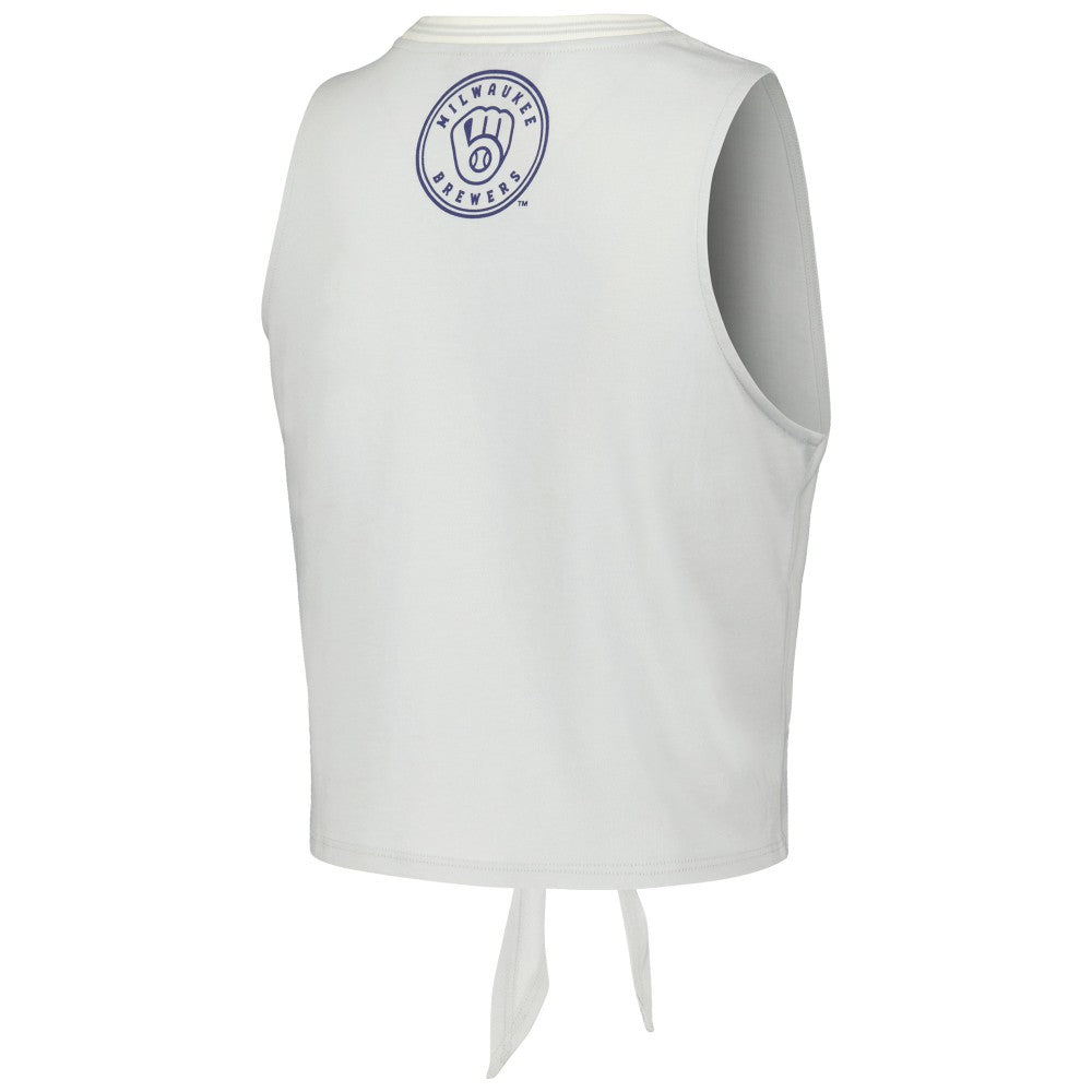 Milwaukee Brewers The Wild Collective Women's Twisted Tie Front Tank Top White