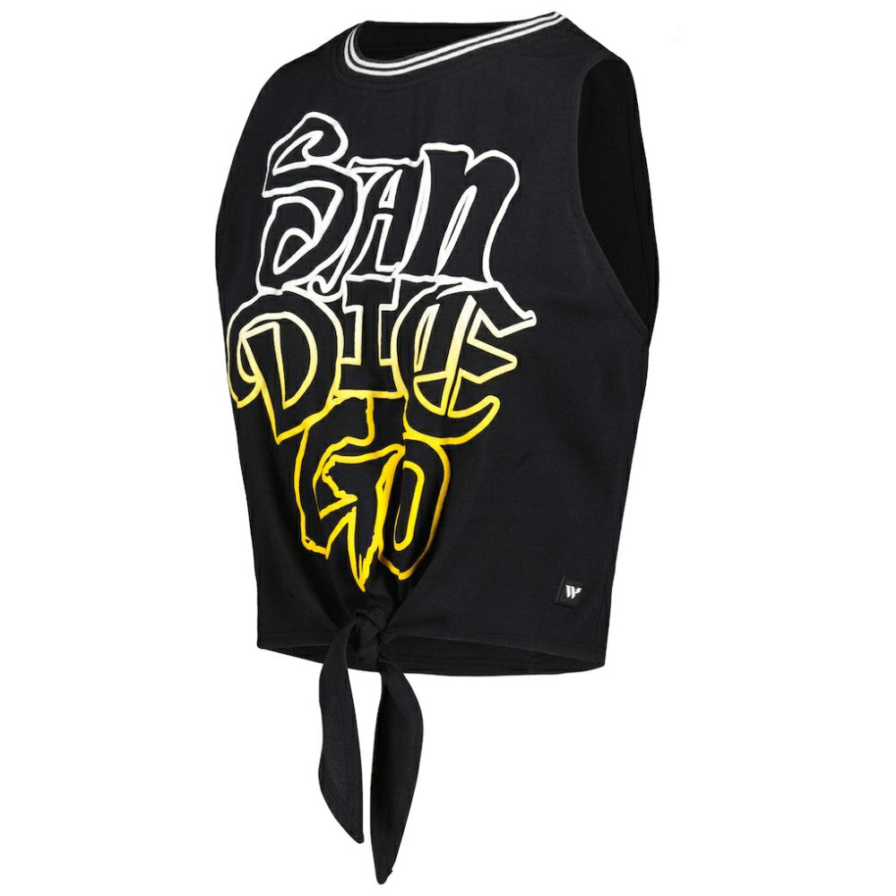 San Diego Padres The Wild Collective Women's Twisted Tie Front Tank Top Black