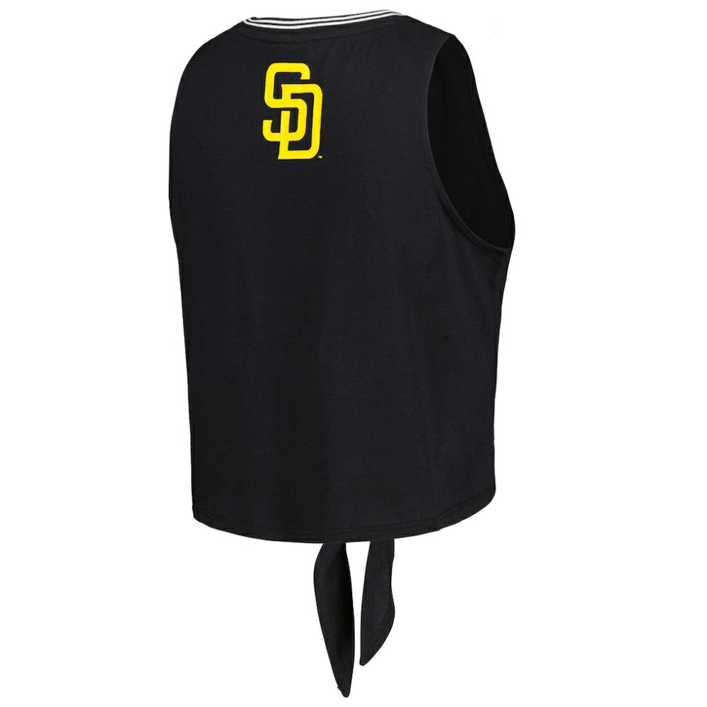 San Diego Padres The Wild Collective Women's Twisted Tie Front Tank Top Black