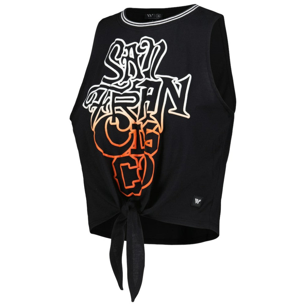 San Francisco Giants The Wild Collective Women's Twisted Tie Front Tank Top Black