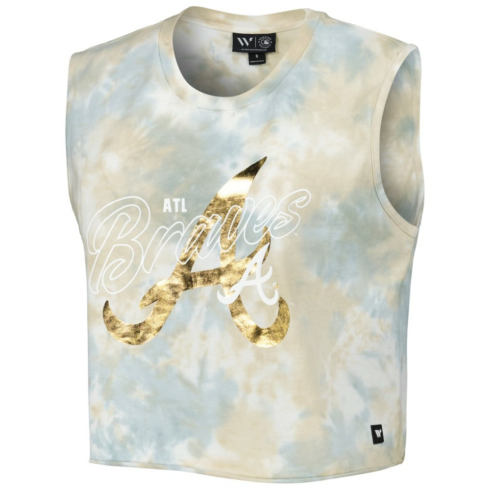 Atlanta Braves The Wild Collective Women's Washed Muscle Tank Top White