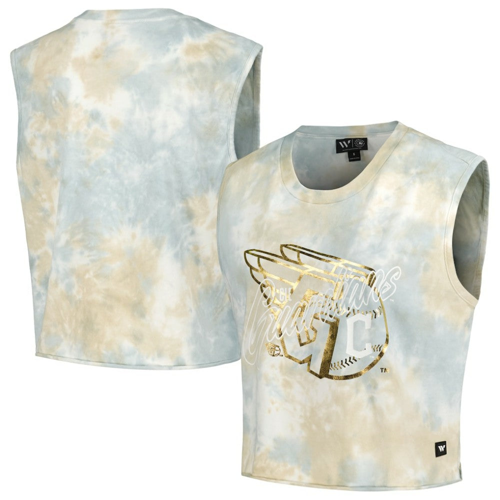 Cleveland Guardians The Wild Collective Women's Washed Muscle Tank Top White