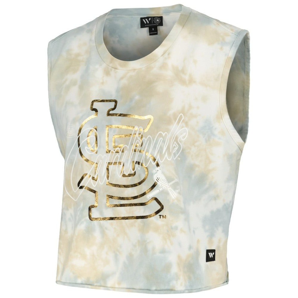 St. Louis Cardinals The Wild Collective Women's Washed Muscle Tank Top White