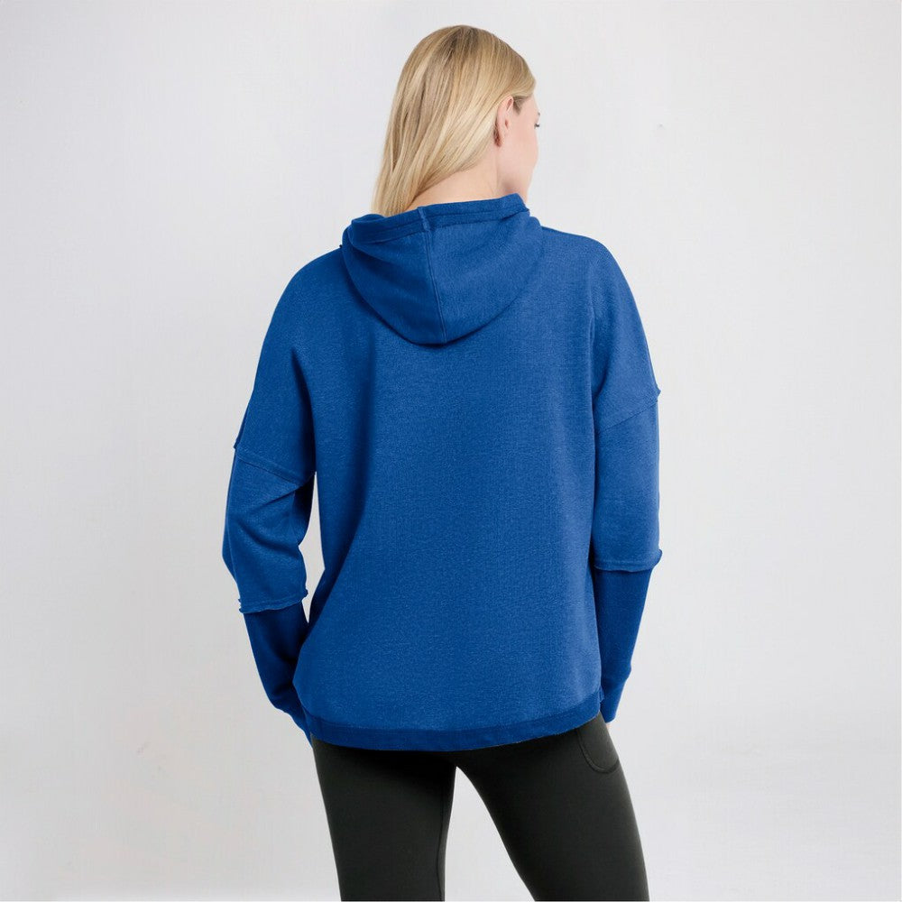 St. Louis Blues Fanatics Women's Lux Lounge Helmet Arch Pullover Hoodie Heather Blue