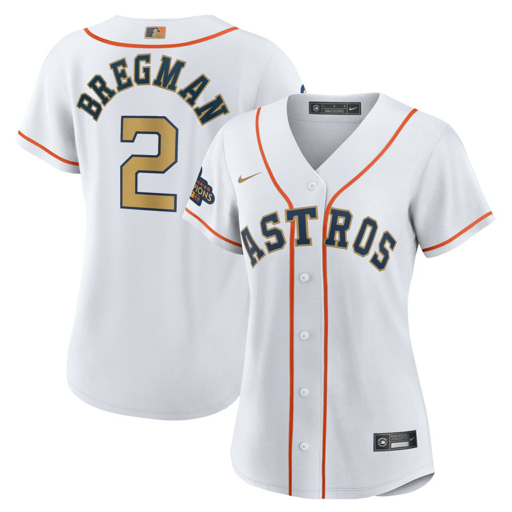 Alex Bregman Houston Astros Women's 2023 Gold Collection Replica Player Jersey White/Gold | Nike