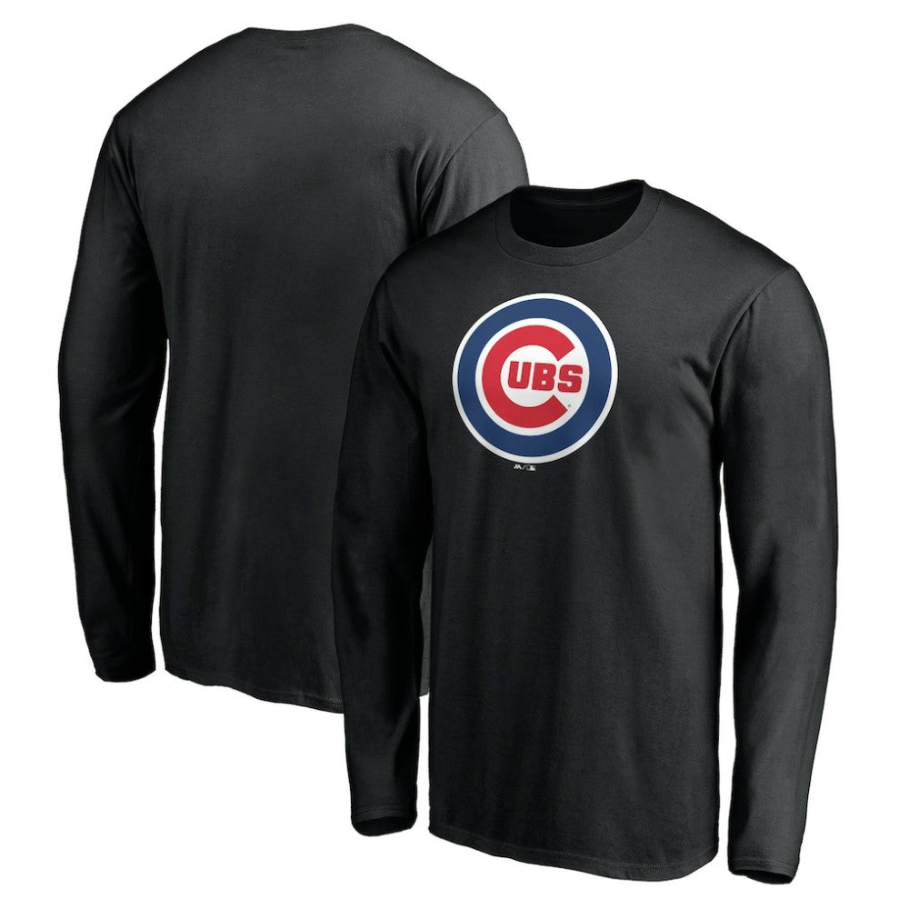Chicago Cubs Official Team Logo Long Sleeve T-Shirt Black