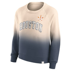 Houston Astros Women's Luxe Lounge Arch Raglan Pullover Sweatshirt Tan/Navy