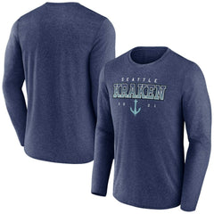 Seattle Kraken Fanatics Long Sleeve T-Shirt Heather Deep Sea Blue