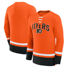 Philadelphia Flyers Fanatics Back Pass Lace-Up Long Sleeve T-Shirt Orange