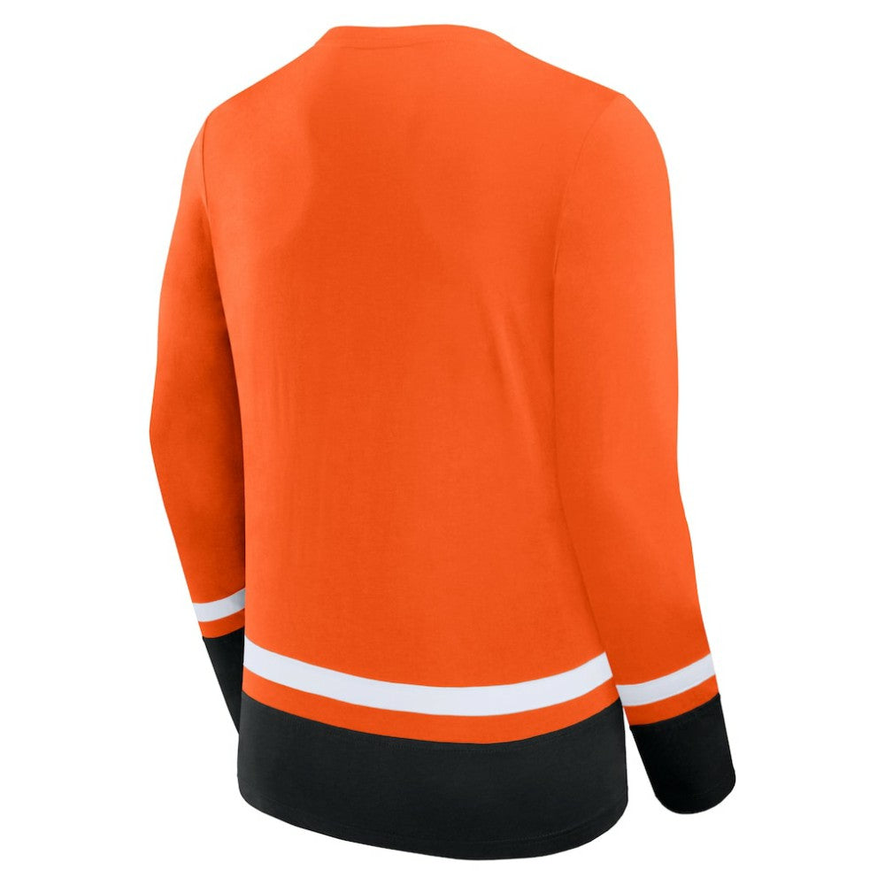 Philadelphia Flyers Fanatics Back Pass Lace-Up Long Sleeve T-Shirt Orange