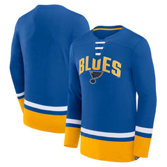 St. Louis Blues Fanatics Back Pass Lace-Up Long Sleeve T-Shirt Blue