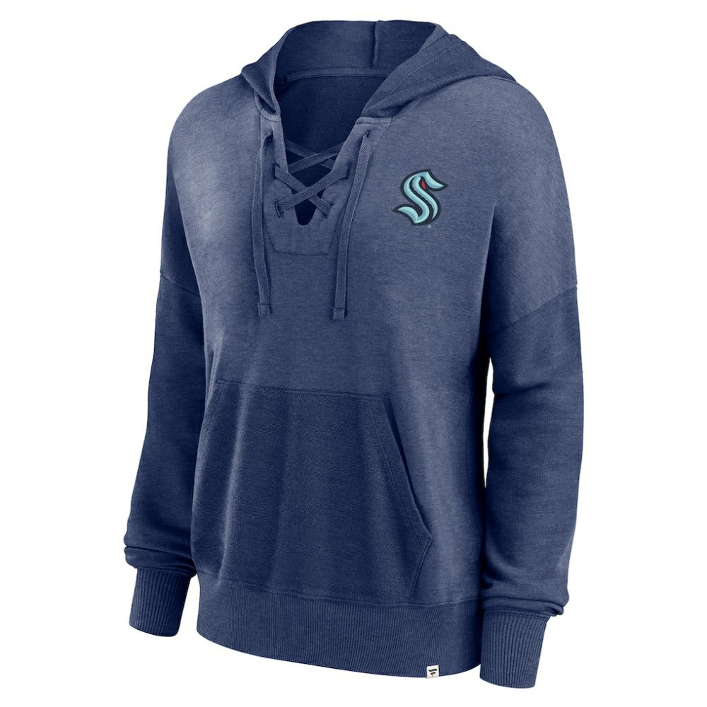 Seattle Kraken Fanatics Women's Breakout Lace-Up Pullover Hoodie Navy