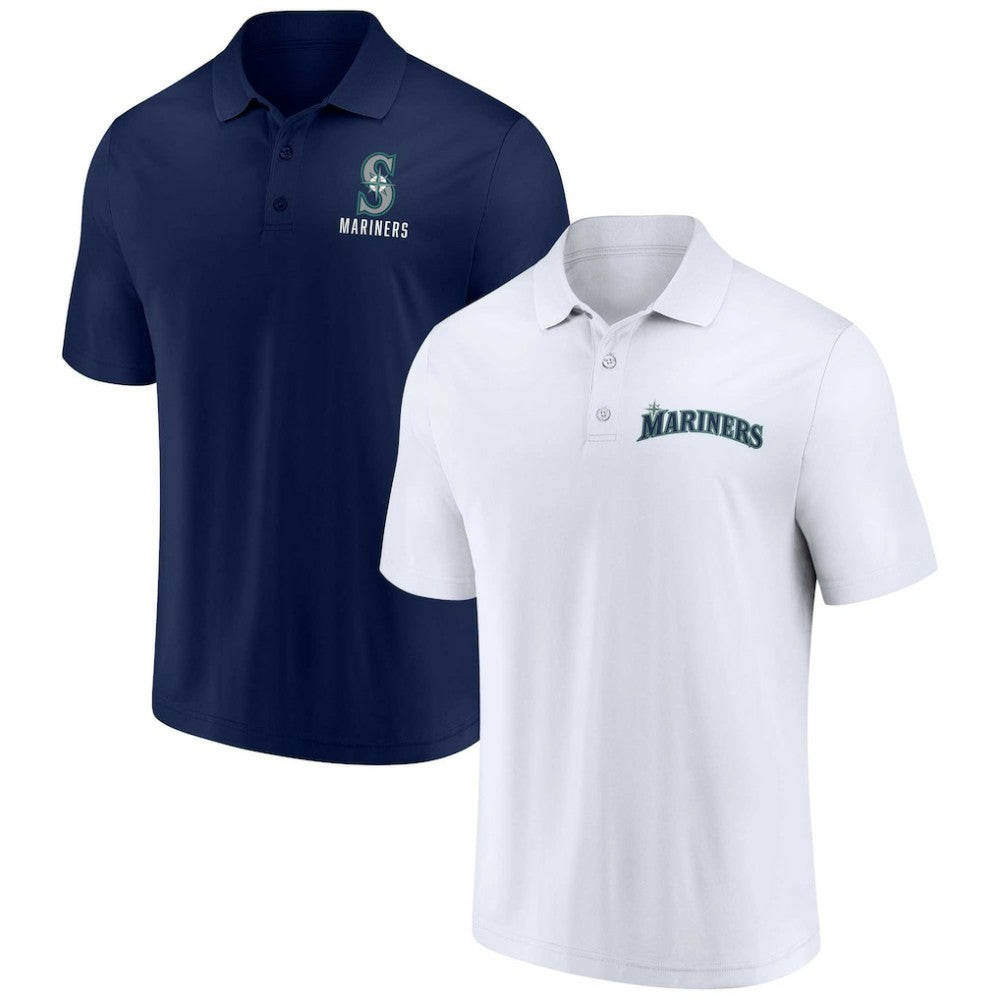 Seattle Mariners Two-Pack Logo Lockup Polo Set Navy/White