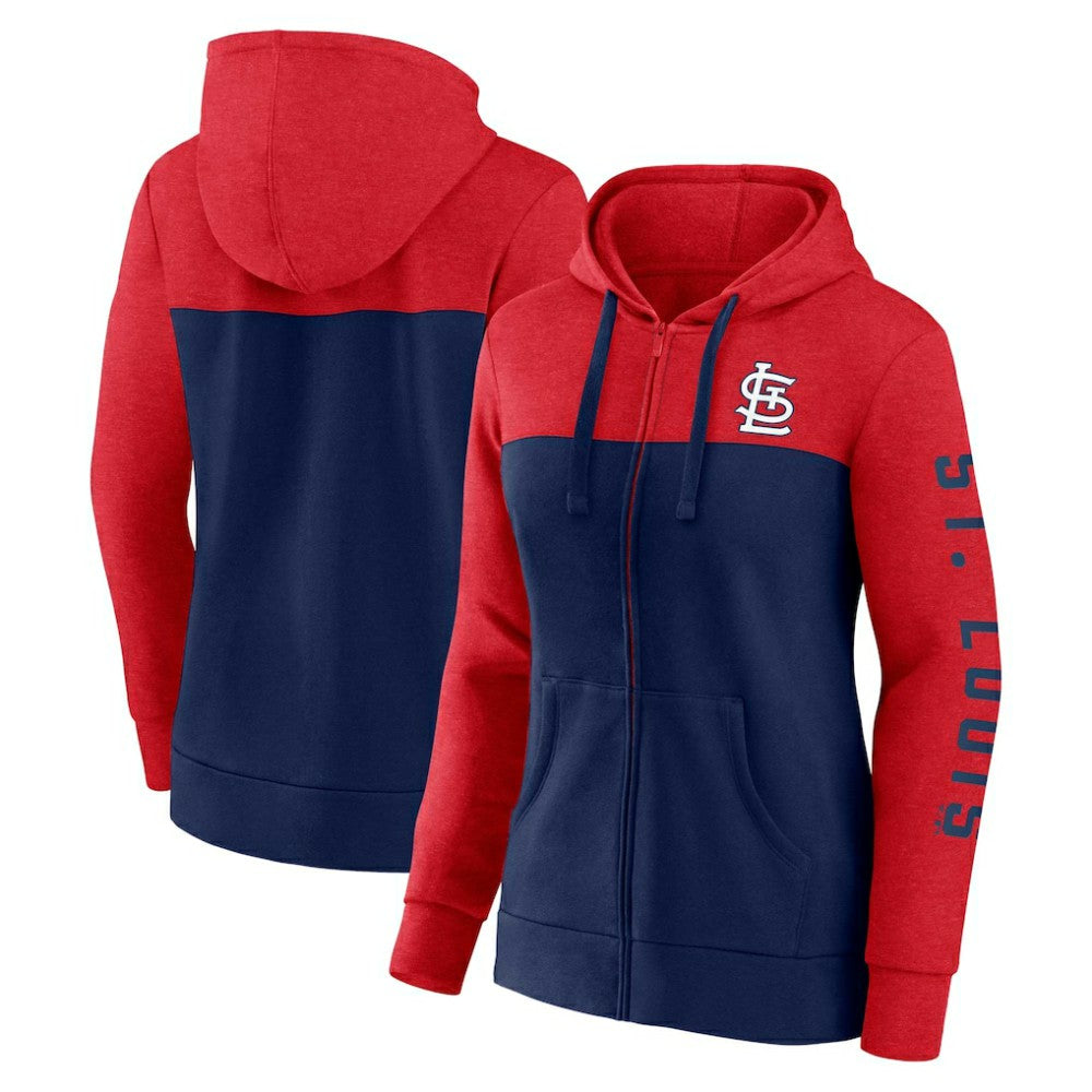 St. Louis Cardinals Women's City Ties Hoodie Full-Zip Sweatshirt Red/Navy
