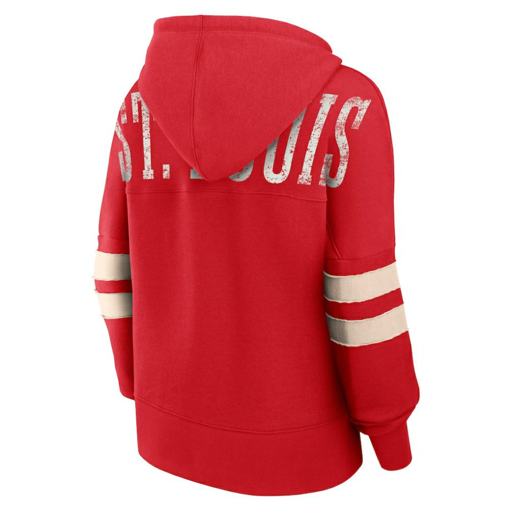St. Louis Cardinals Women's Bold Move Notch Neck High Hip Hoodie Red
