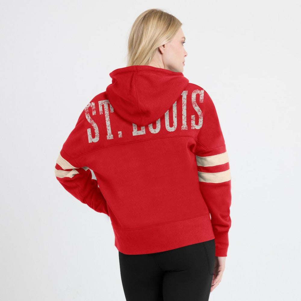 St. Louis Cardinals Women's Bold Move Notch Neck High Hip Hoodie Red