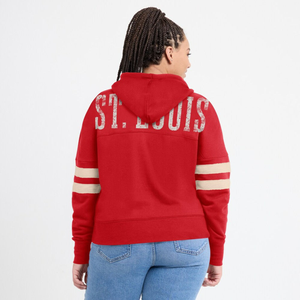 St. Louis Cardinals Women's Bold Move Notch Neck High Hip Hoodie Red